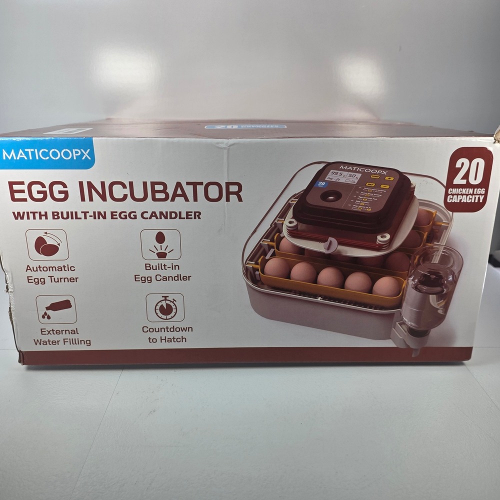 MATICCOOPX 20 Egg Incubator Automatic Egg Turner Built-in Candler for‎ Chickens